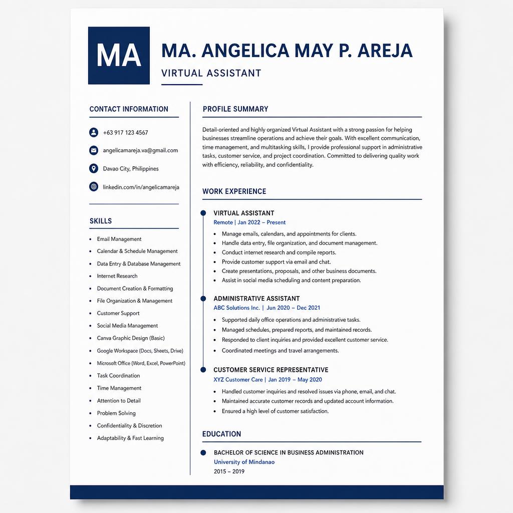 Resume & Document Formatting sample
